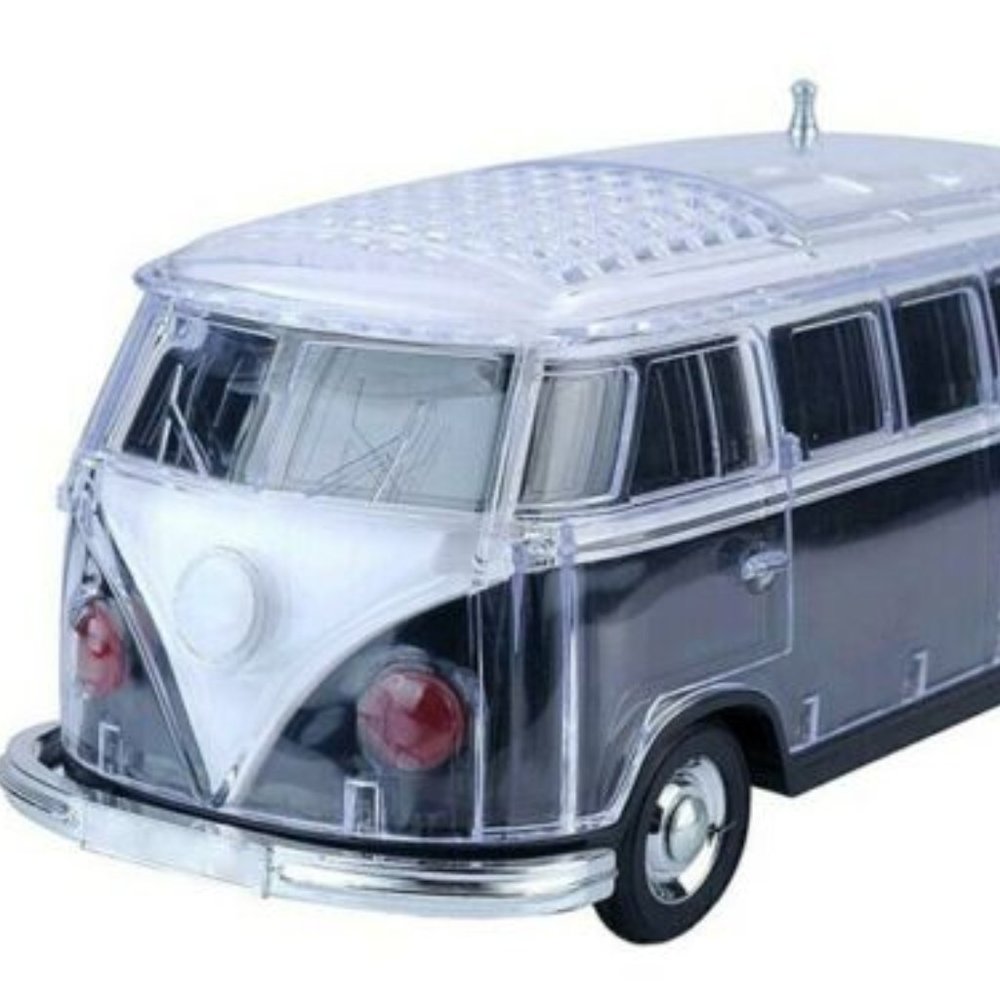 Volkswagen Bus Loud Black Bluetooth Portable Speaker with LED Light USB/AUX/FM